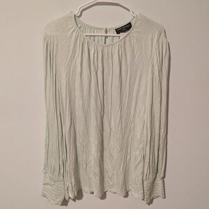 Lane Bryant Pale Green Sparkle Long Sleeve Smocked Cuff Top Size 18/20 or 2X